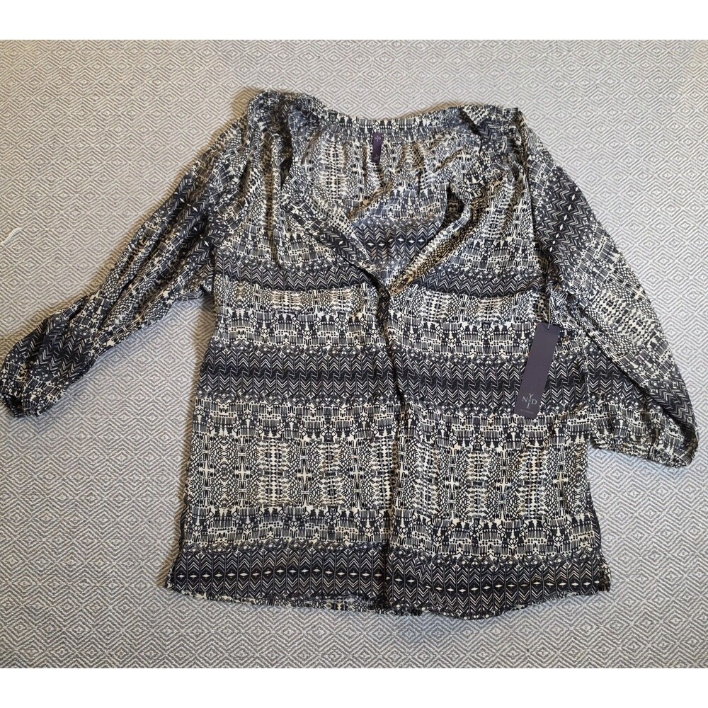 NYDJ Women's Size Small Geometric Print Long Sleeve Blouse